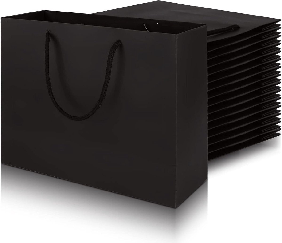 20 Zwarte Kraft Cadeautassen met Handvat, 27 x 10 x 21 cm, Perfect voor Kerst, Verjaardag, Bruiloft en Feestjes