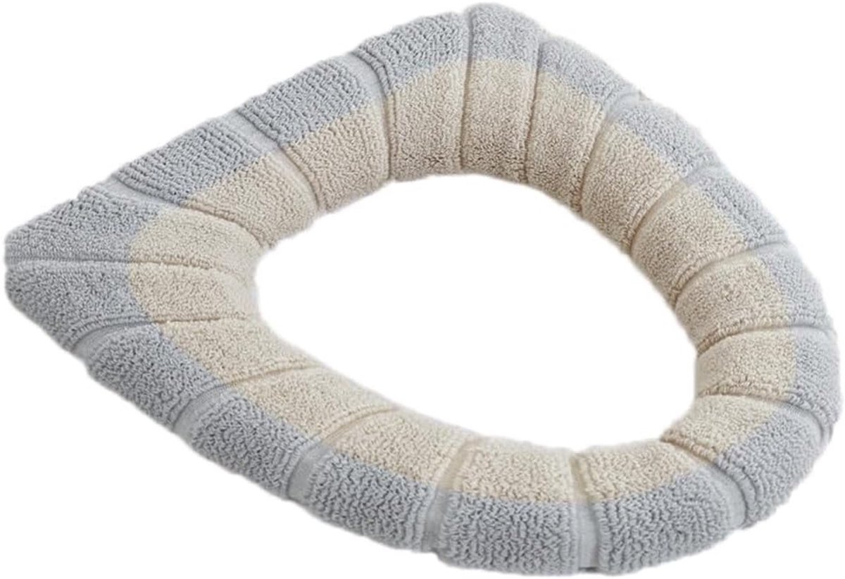 Wasbare Toiletbril Cover - Dikke Pluche Toiletzitting Verwarming - Universele Stretch Deksel voor Badkamer, Beige, Comfortabel en Hygiënisch