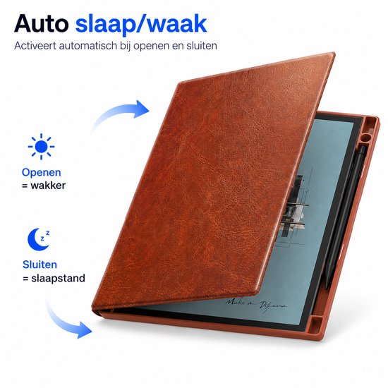 Boox Note hoes - Magnetische Standcover - Geschikt voor Boox Note Air5 C/Air4 C/Air3 C/ Air3 B/W (2025/2024/2023)- Met Automatische Slaap/Waak - PU Leren Hoes - Zwart van BOOX — afbeelding 2