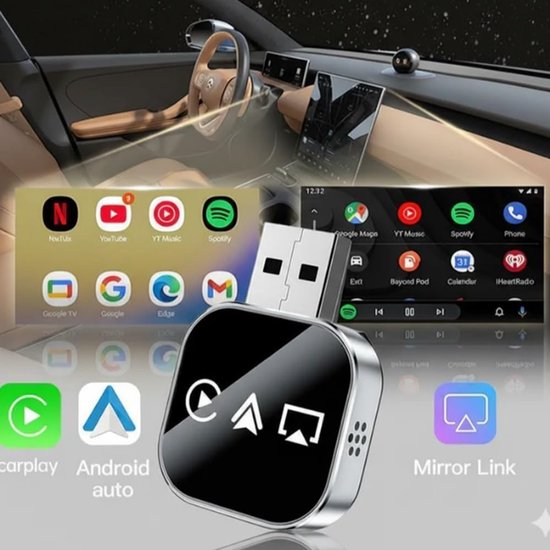 Draadloze CarPlay Adapter - Auto Connect - Muziek Streamen - Snelle Installatie - Compact Formaat - Zwart