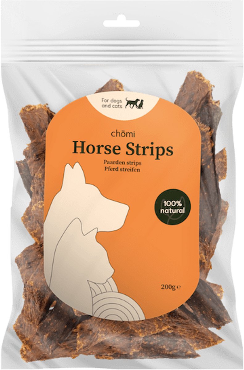 Chōmi Chomi Pets - Paardenvlees Strips - 200 gram - Hypoallergeen