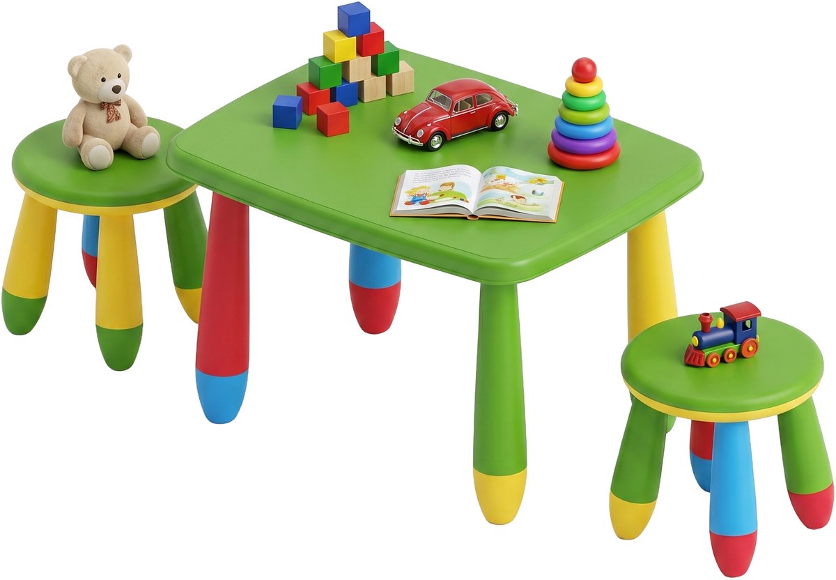Kindertafel met 2 stoeltjes - kunststof