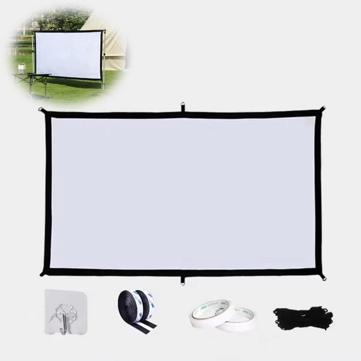 Projectiescherm - Filmscherm Beamer - Thuisbioscoop Buiten - Kreukvrij HD Beeld - 120 Inch - Wit