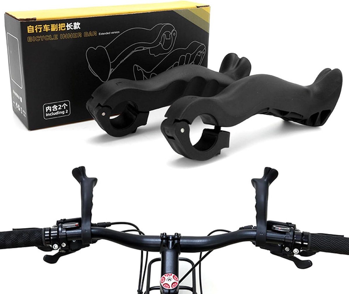 Fiets Stuureinden - Stuurverlengers Grepen - Verbeterde Controle - Multi-hoek Aanpasbaar - 218-222 mm - Zwart