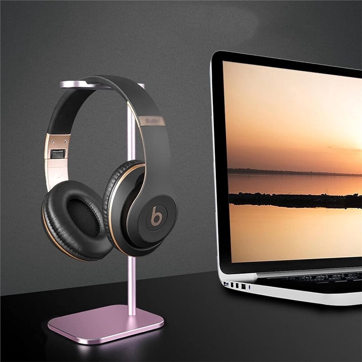 Hoofdtelefoonstandaard - Headset houder - Bureau organiseren - U-vorm ontwerp - 105 x 250 mm - roze