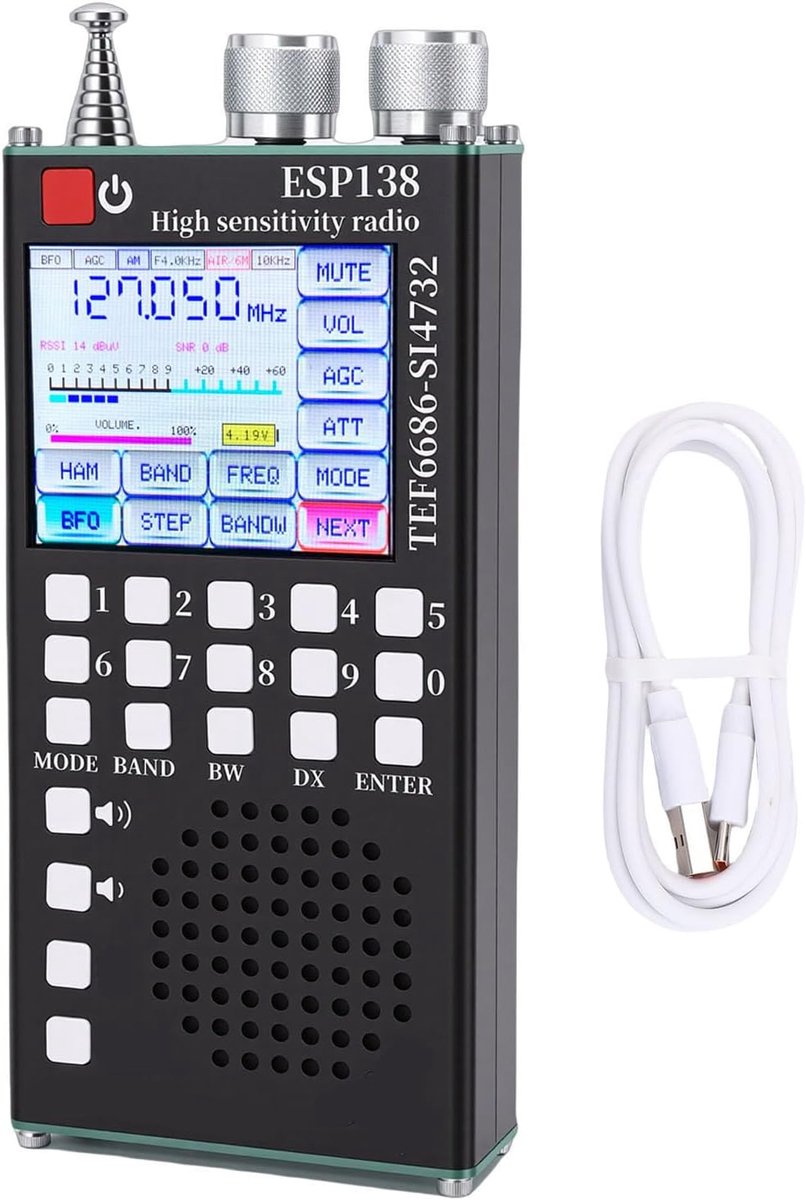 Draagbare Wereldomroep Radio - Multiband Ontvanger Wereldomroep - Luisteren naar Zenders - DSP Ruisonderdrukking - 2.4 inch Touchscreen - Zilver