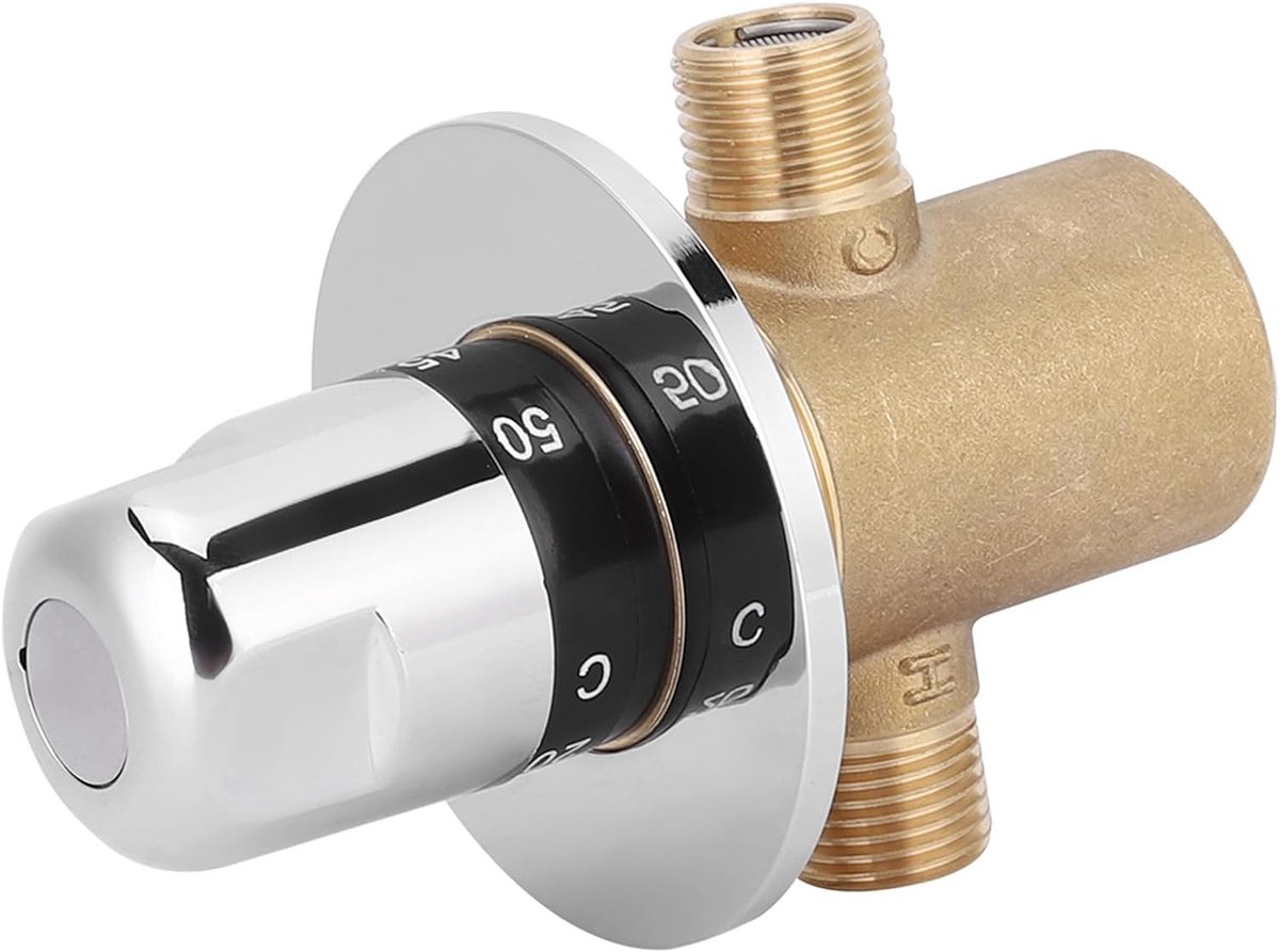 Thermostatische Mengkraan - Temperatuurklep - Veilig Douchen - Messing Anti-verbranding - G1/2 - Zilverkleurig