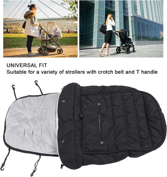 Kinderwagen Voetenzak - Baby Winterhoes - Warmte en comfort - Universele pasvorm - 40 x 85 cm - Zwart — afbeelding 3
