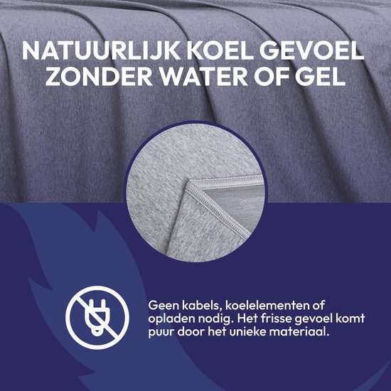 Natuurlijk koel gevoel zonder water of gel. Geen kabels, koelingselementen of opladen nodig.