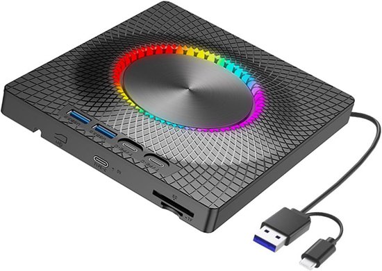Externe Schijf - Optische Drive - Gegevens Back-up - Multifunctionele Poorten - 140x160MM - Zwart — afbeelding 2