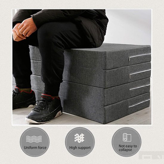 Opvouwbaar Matras - Gastbed Vlakke Mat - Logeren Kamperen - Hoge Dichtheid Schuim - 0.6 x 2m - Grijs — afbeelding 2