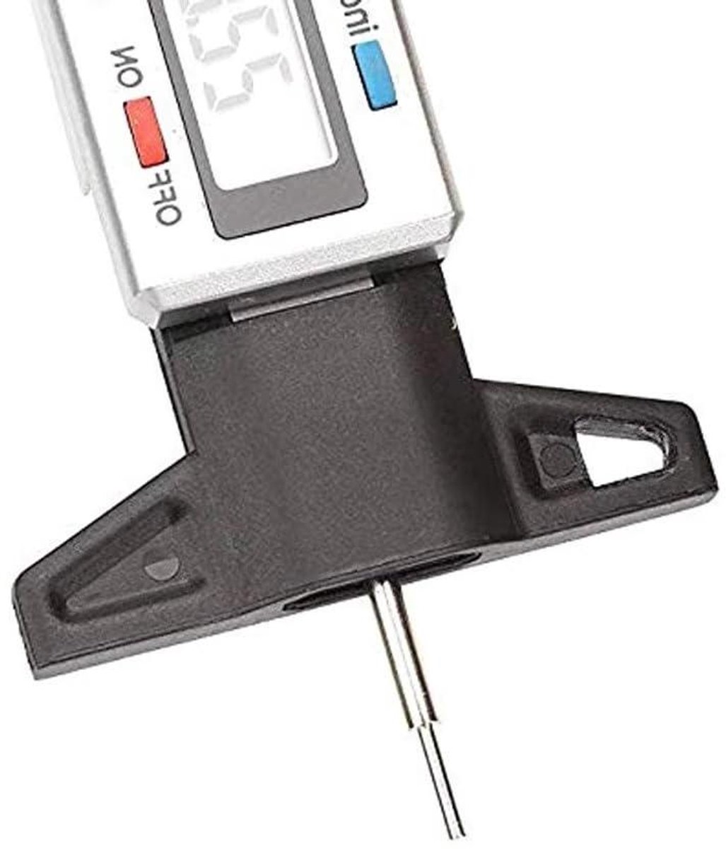 Bandenprofieldieptemeter - Meetinstrument Slijtage - Auto Onderhoud - Digitale Aflezing - Compact Formaat - Zilver