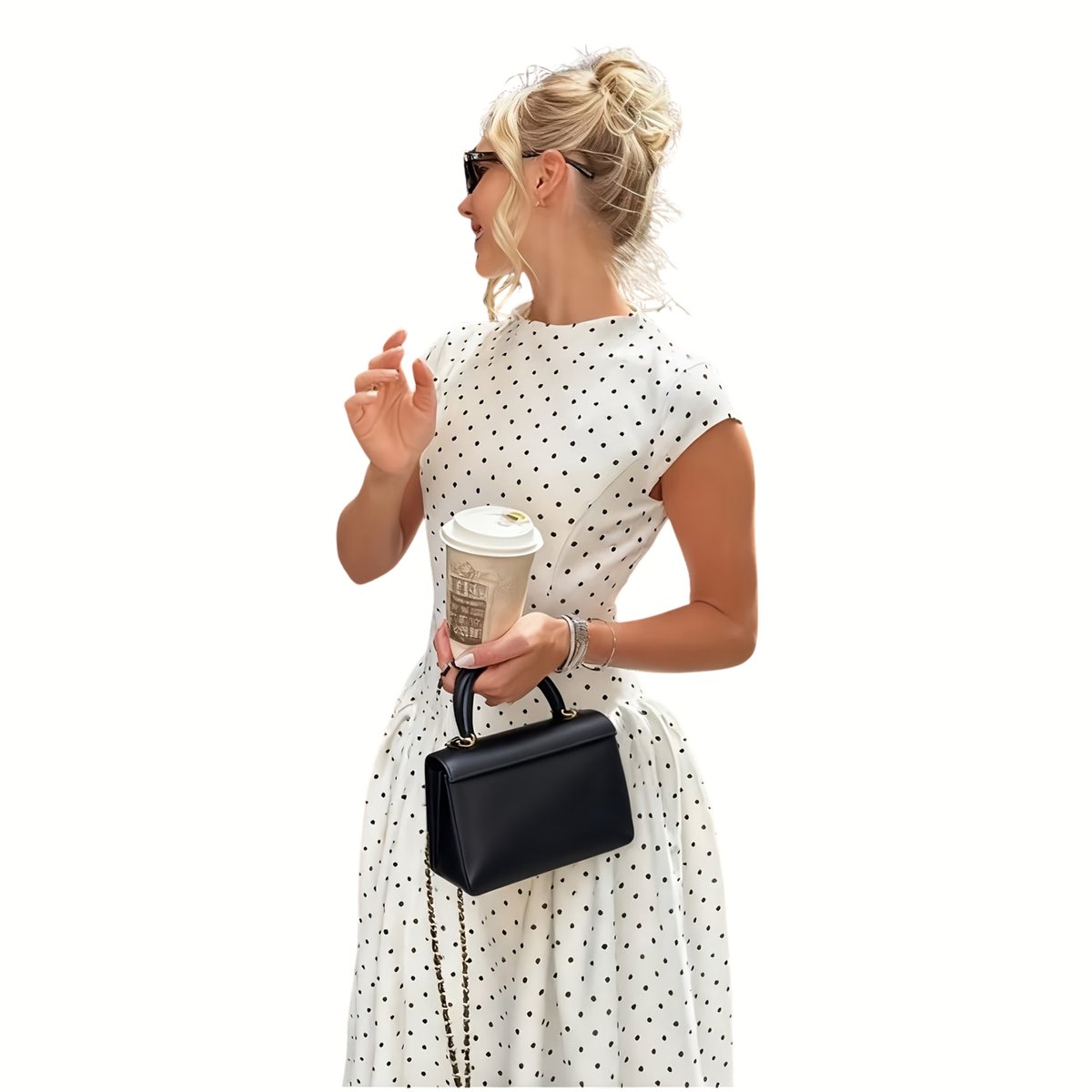 Currero Jurk Met Polkadots – Zomerjurk Dames Zomerjurken Midi Jurk Volwassenen Ibiza Stijl Sundress Dress M Polka Stippen