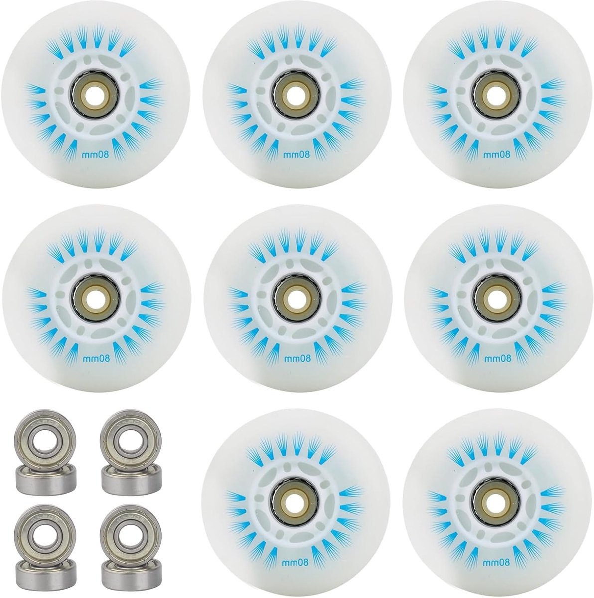 Set van 8 Inline Skate Wielen 76mm Vervangende Rollen voor Skates Skateboards en Scooters Geschikt voor Luggage en Support Wheels