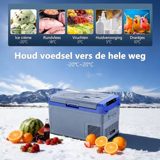 SP® Koelbox - 28L Capaciteit - Elektrische Koelbox - Elektrische Koelbox Compressor - Grijs/Blauw - 64cm x 41cm x 41cm van sp — afbeelding 5