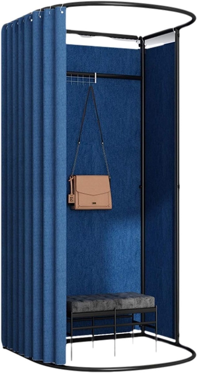 Mobiele Kledingwinkel - Draagbare Pasruimte - Privacy Creëren - Stabiel Metalen Frame - 80x85x200cm - Blauw