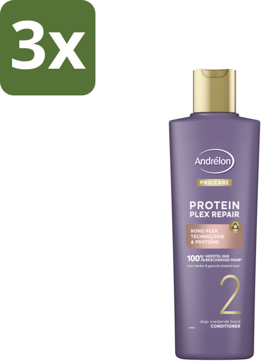 3 x Andrélon – Conditioner – Pro Care Protein Plex Repair – 250 ml - Herstel Haar - Beschadigd Haar - Proteïne - Bond Plex Technologie - Haarverzorging