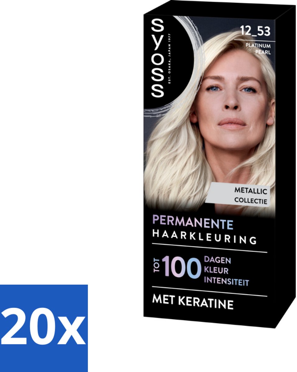 20 x SYOSS - Coloration 12-53 Platinum Pearl - Haarverf - Grijsdekking - Vermindert Haarbreuk - Haarverf - Grijsdekking - Permanent Haarverf - Keratine - Haarverf Grijs