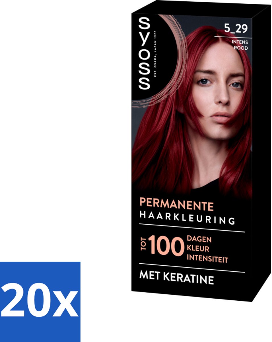 20 x SYOSS - Coloration 5-29 Intens Rood - Haarverf - Grijsdekking - Vermindert Haarbreuk - Haarverf - Grijsdekking - Permanente Haarkleuring - Keratine - Haarverf Grijsdekking