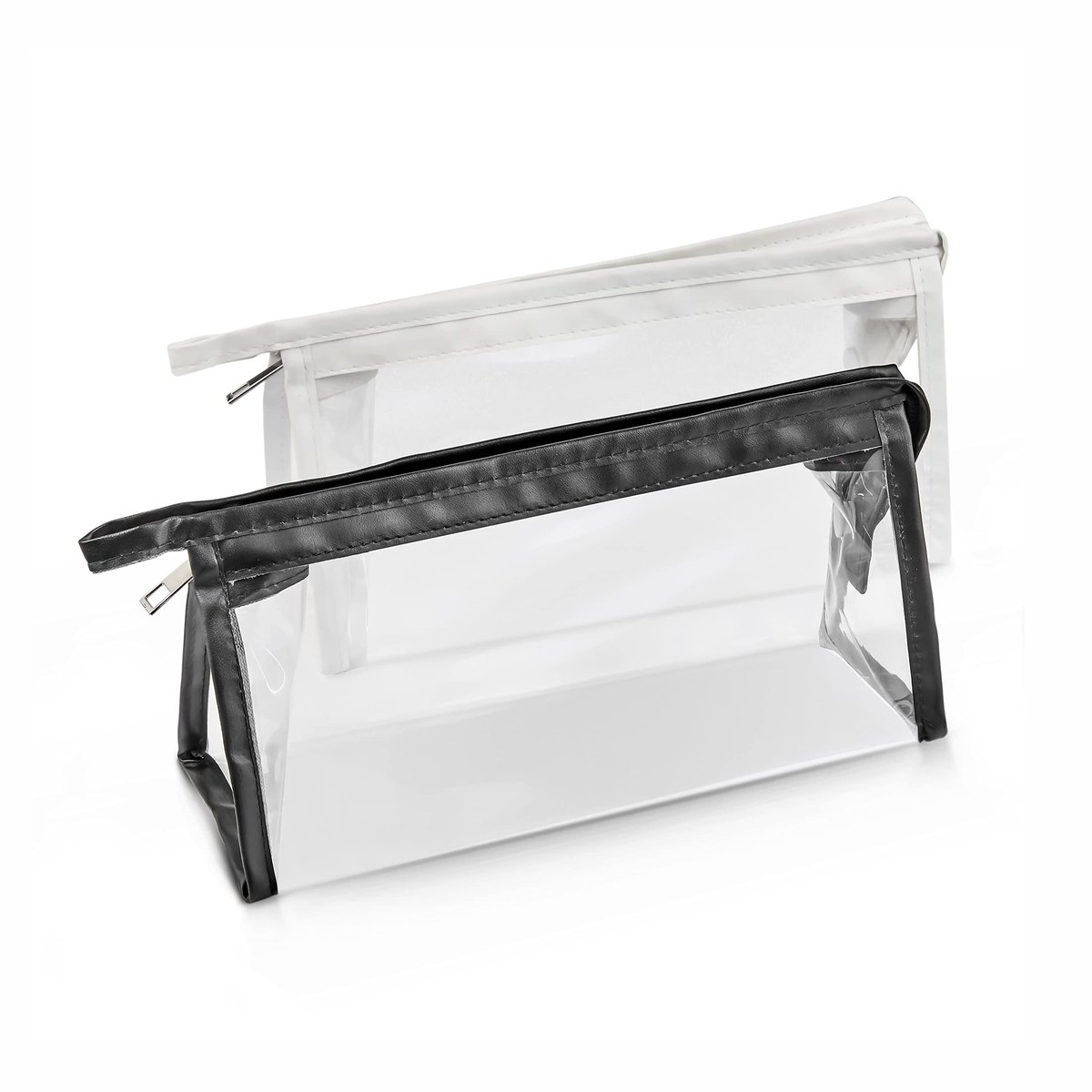 Make-up etui zwart/wit - doorzichtig PVC - draagbaar en organizer - ideaal voor studenten - ShopVlot
