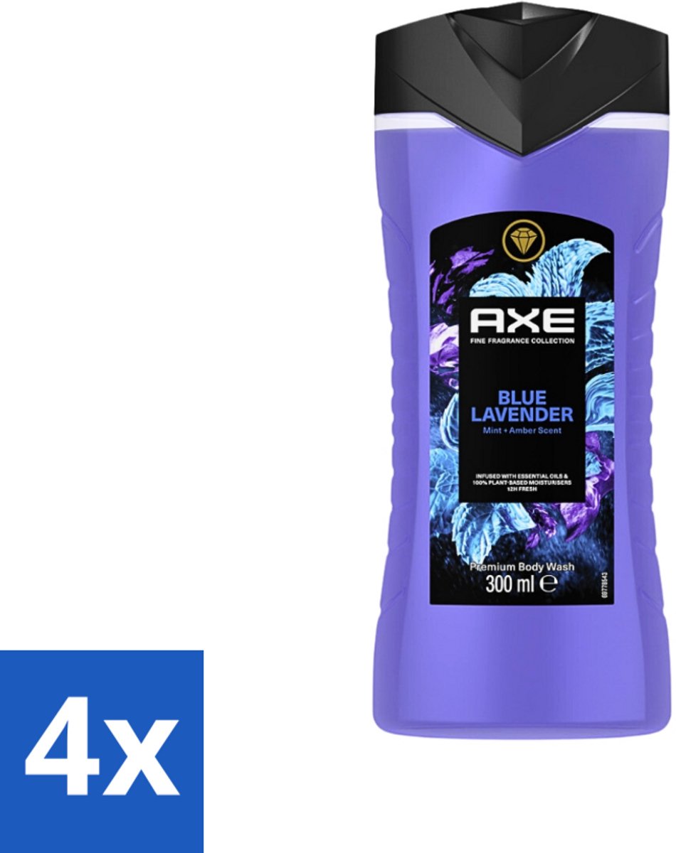 AXE - Douchegel - Blue Lavender - Kalmerend - Premium Geur - 300 ml - Voordeelverpakking - 4 stuks