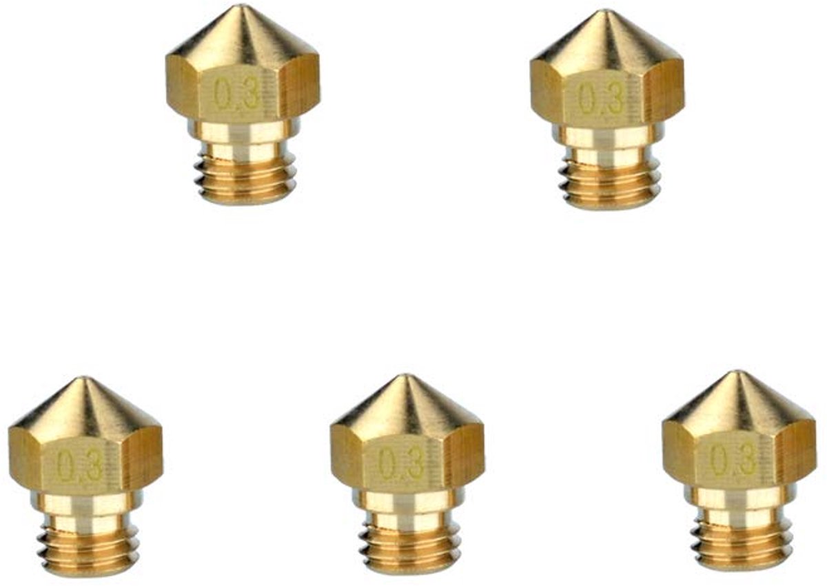3D printer extruder printkop 0.3mm - M7 MK10 - messing - 5 stuks - ShopVlot