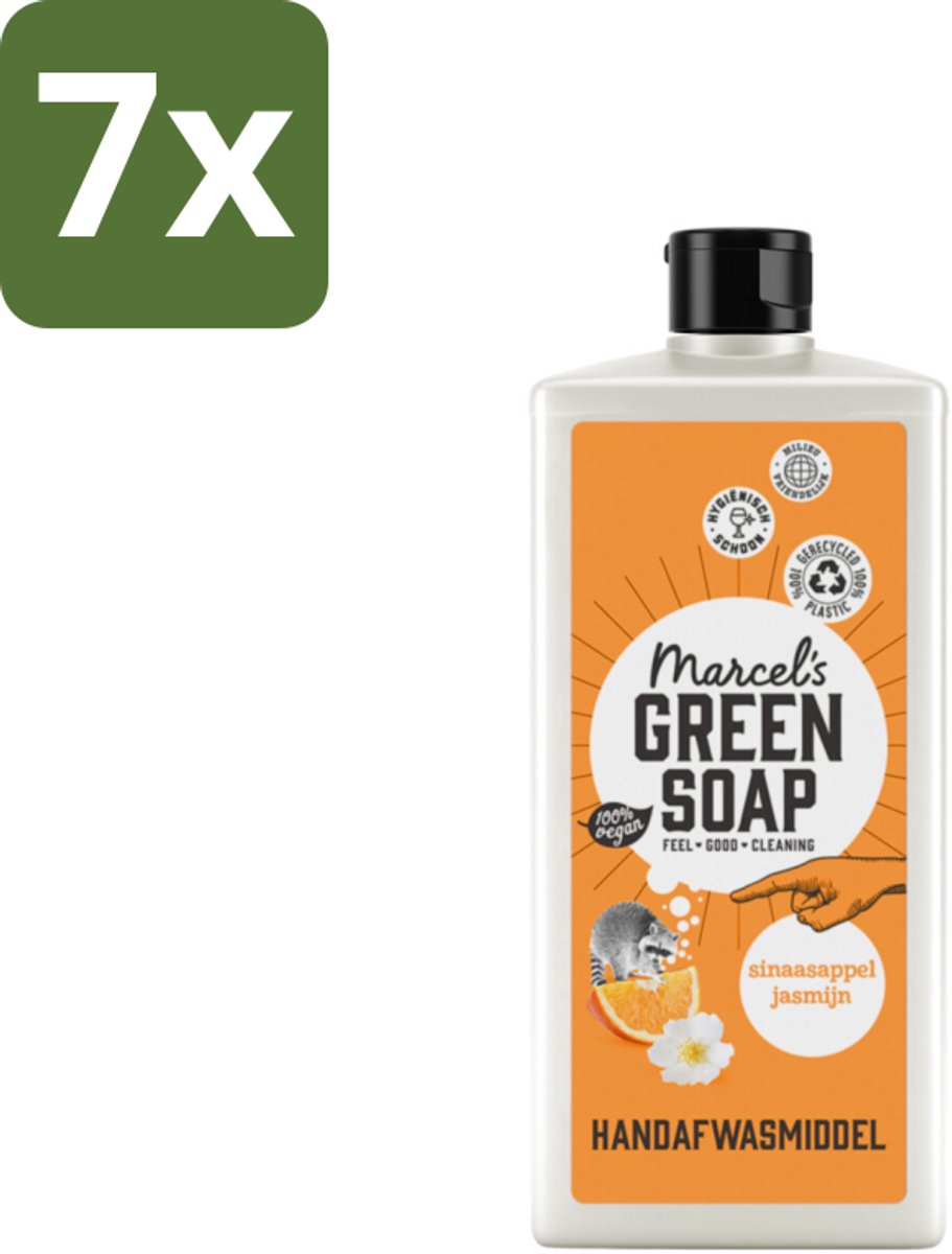Marcel's Green Soap - Afwasmiddel - Sinaasappel & Jasmijn - Voor dagelijks gebruik - 500 ml - Bulkverpakking - 7 stuks