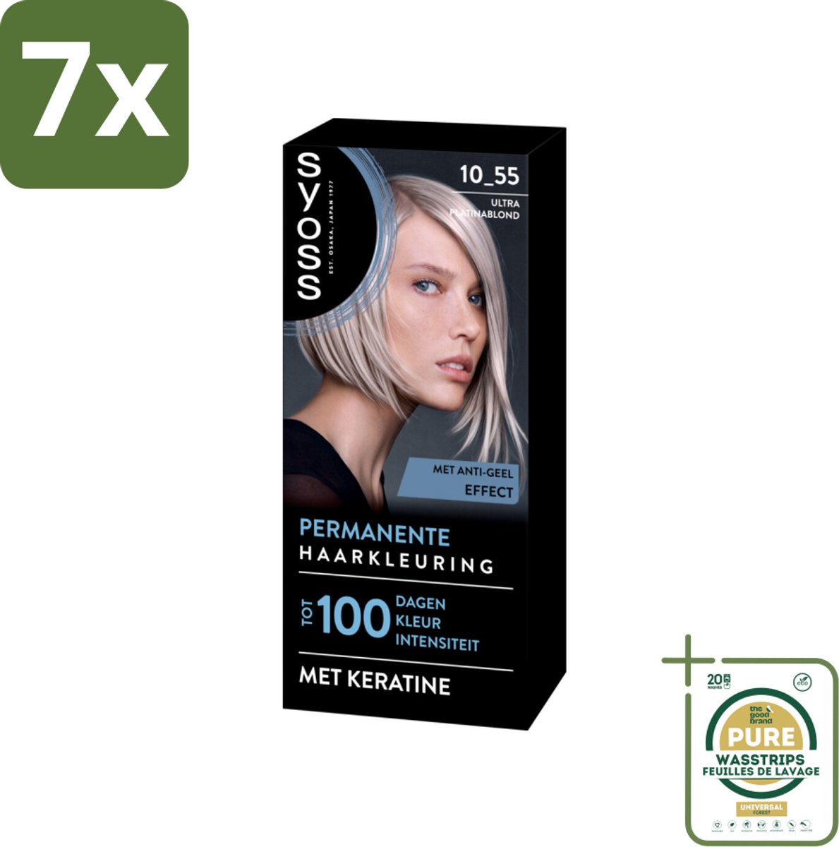 7 x SYOSS - Permanent Coloration 10-55 - Haarverf - Permanente Haarkleuring - Ultra Platina Blond - Grijsdekking - Grootverpakking - Haarverf - Permanente Haarkleuring - Grijsdekking - Ultra Platina Blond - Keratine