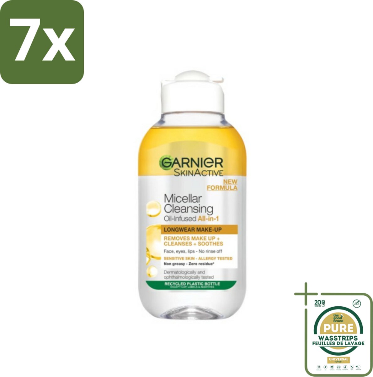 7 x Garnier - Micellair Reinigingswater - Olie - 100 ml - Grootverpakking - Micellair Reinigingswater - Make-up Remover - Olie - Gezichtsreiniging - Waterproof Make-up Verwijderen