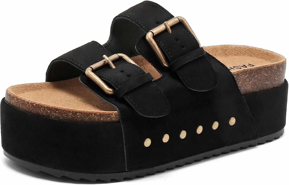 Women's Sandals with Adjustable Strap, Comfortable Clogs for Summer, Cork Platform Sandals for Beach and Leisure - ShopVlot