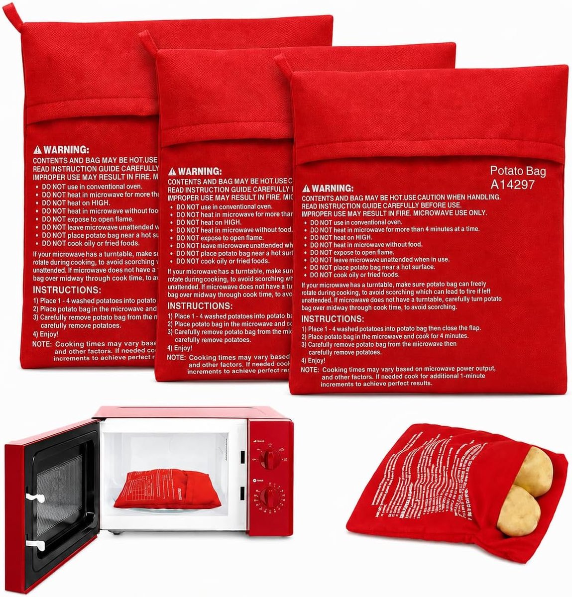 3pcs Microwave potato bags, potato bag, potato express, microwave bag, microwave potatoes, microwave potatoes, bag - ShopVlot