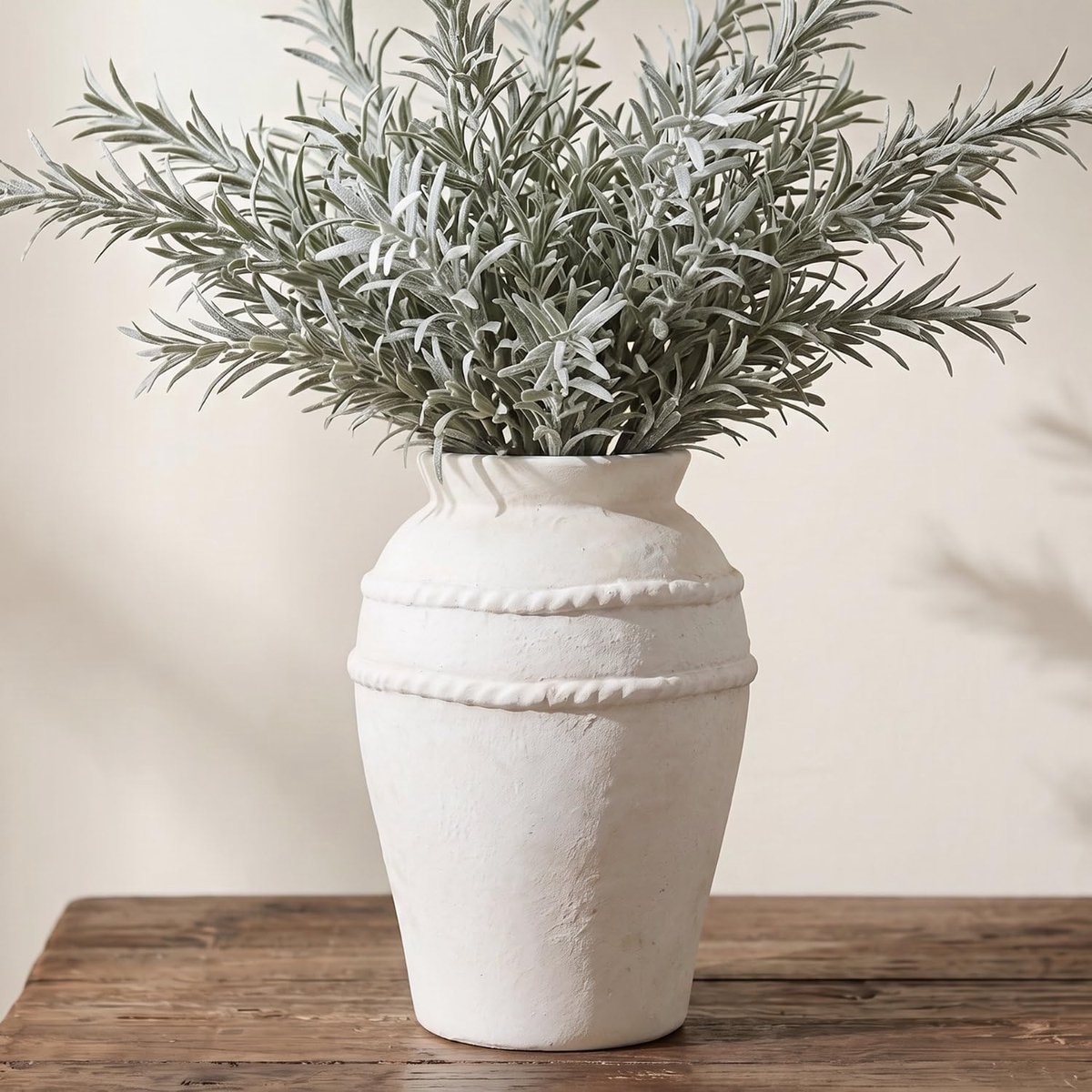 White Ceramic Vase for Pampas Grass, Rustic Vase for Flowers, Farmhouse Vases for Home Decor, Large Vintage Vases for - ShopVlot