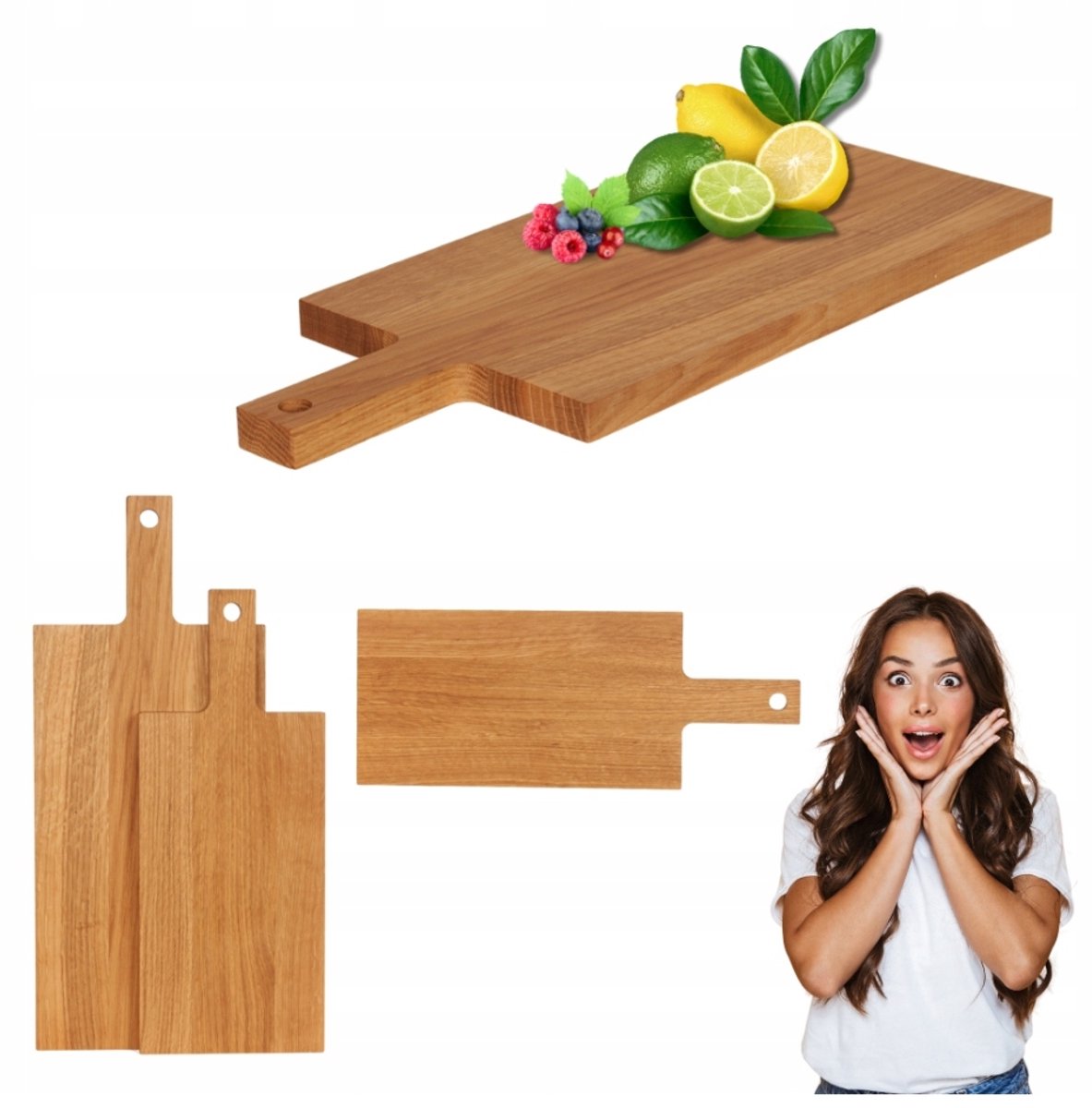 Houten Drijfhout Snijplank Eikenhout met Handvat 48x20 cm