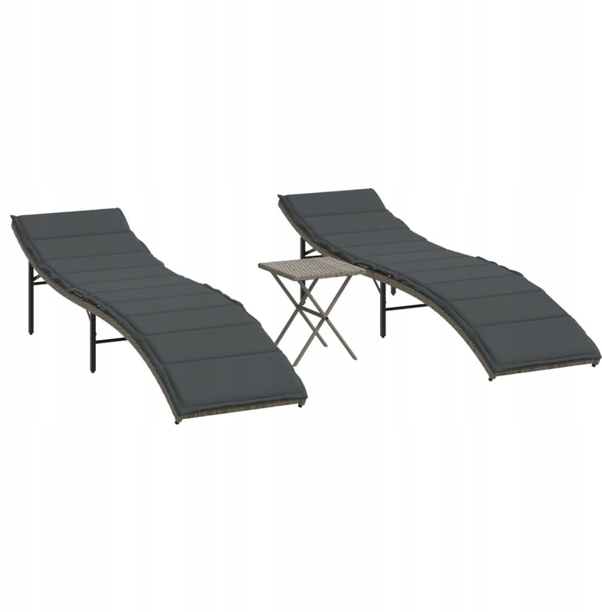 2x Loungestoel met Tafel - Polyrotan - Tuin en Balkon