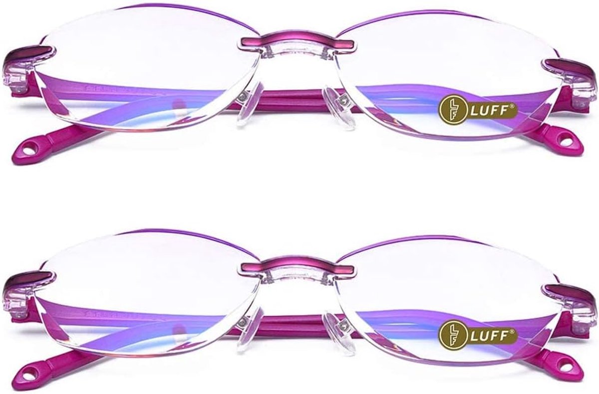 LUFF Reading Glasses Company Home Lightweight Comfortable Readers Value 2 Pack Frameless Diamond Trimming Men/Women - ShopVlot