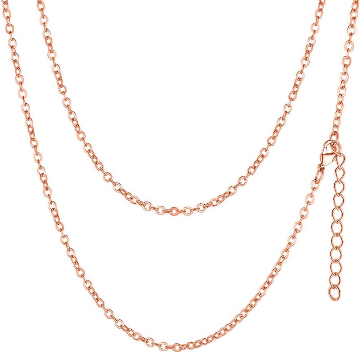 FaithHeart Women's Chain 2 mm Anchor Chain Link Chain in Silver/Gold/Rose Gold/Black Stainless Steel Rolo Chain 35-75 - ShopVlot