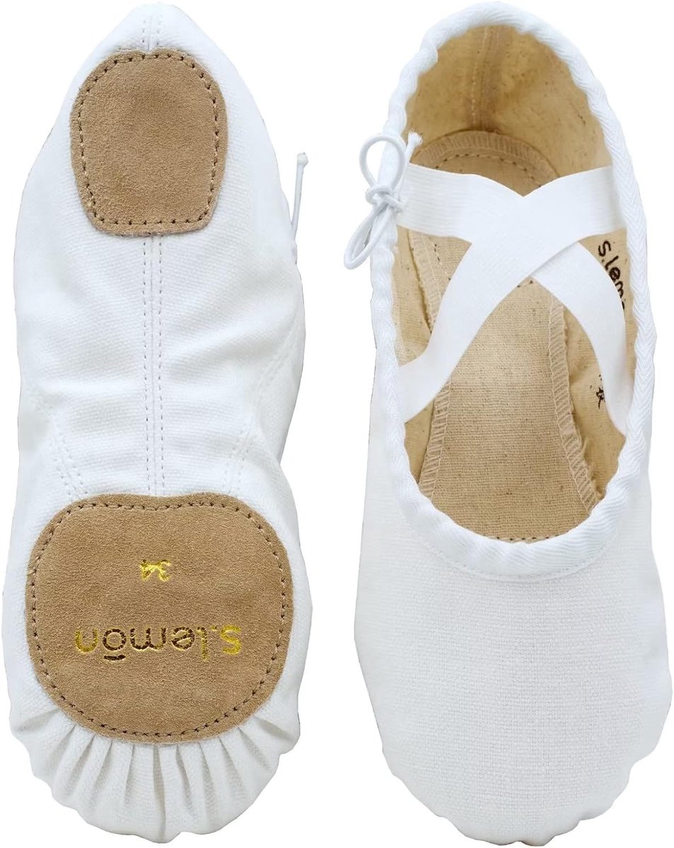 Linen Ballet Shoes,Women Men Dance Shoe Split Suede Sole Kids Adult Ballet Slipper, White - ShopVlot