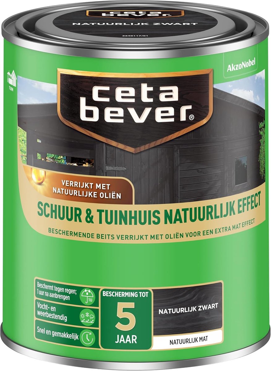 Houtbescherming 720 ML - Zwart - Natuurlijke uitstraling - Bescherming tot 5 jaar - ShopVlot