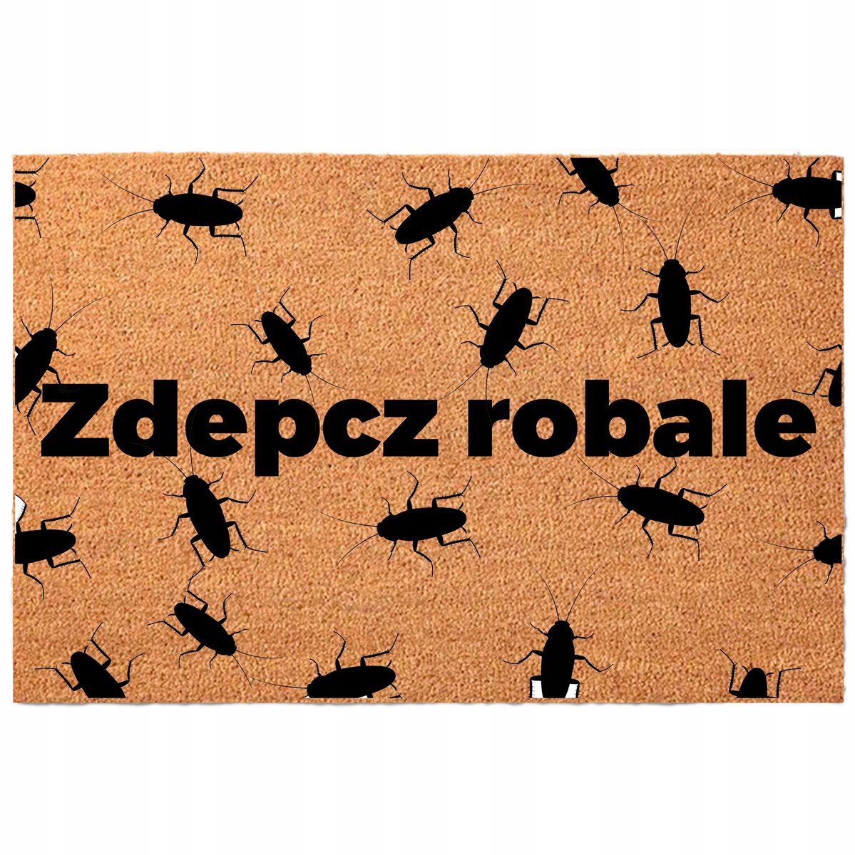 Kokosmat Deurmat Bezig 'Zdepcz Robale' 40x60 cm beige