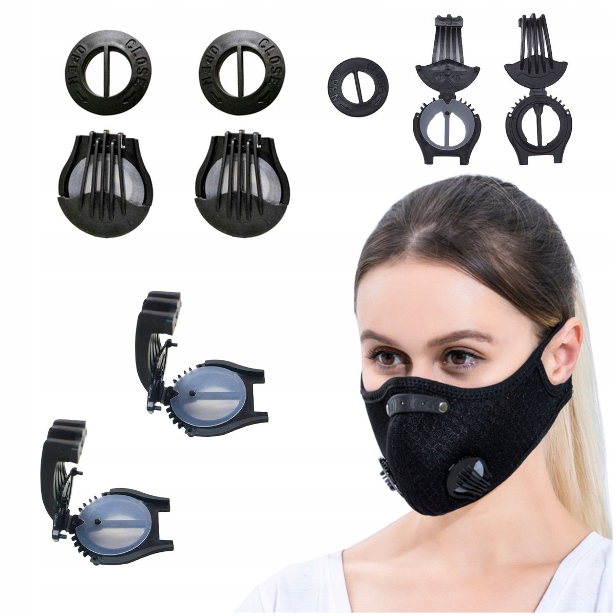 2x Vervangingsventielen voor Antismog Masker - Zwart