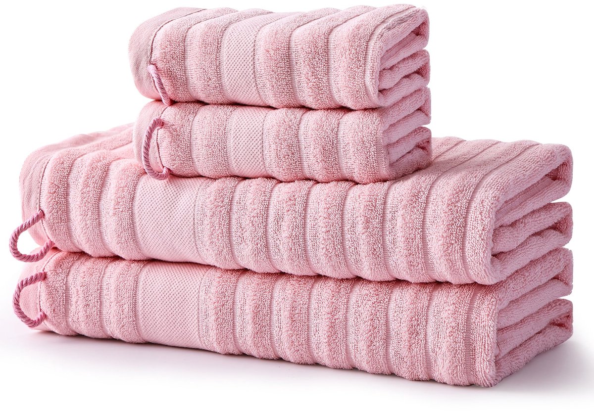 Handdoekenset 4-delig - 2 douchehanddoeken 70 x 140 cm en 2 handdoeken 35 x 70 cm - 100% katoen - ShopVlot