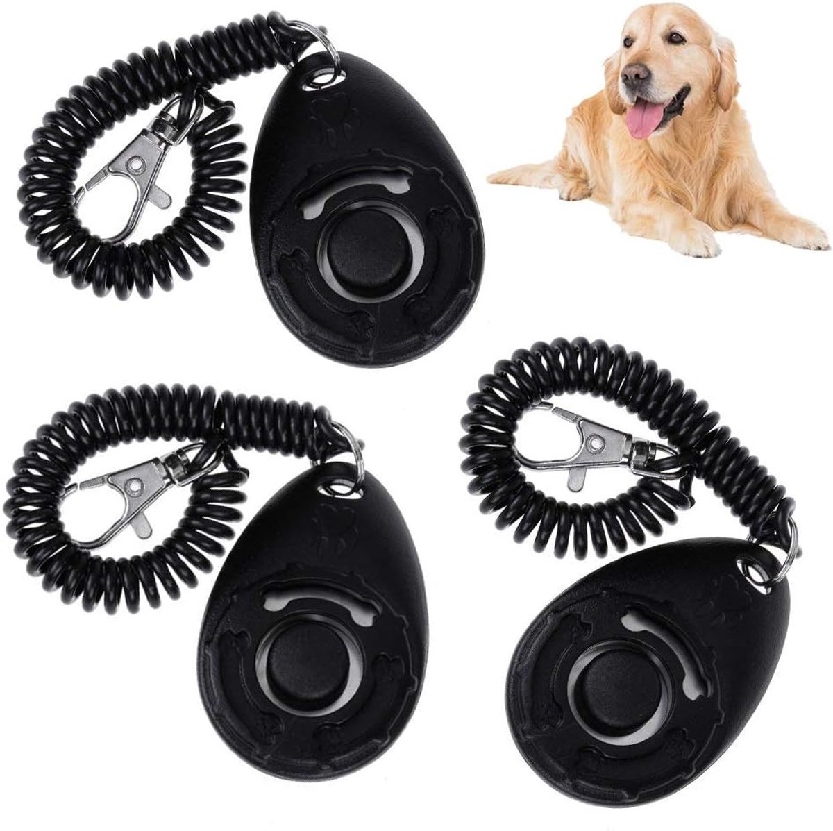 Hond Clicker Set van 3 - Professionele Clicker met Spiral Armband - Handig voor Training - ShopVlot