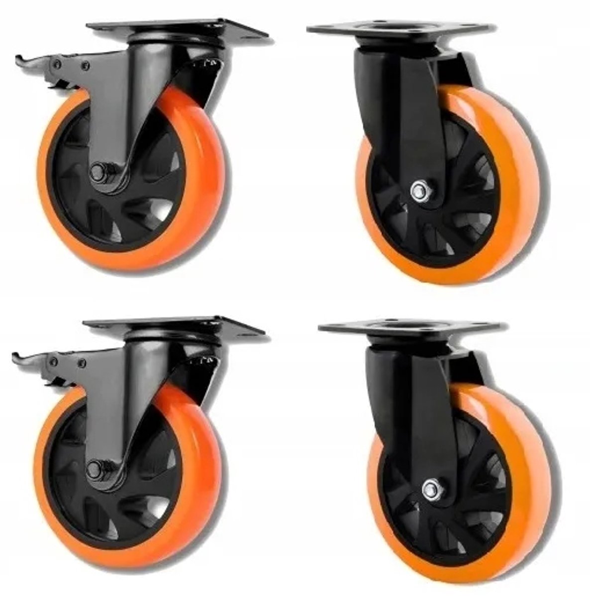 4x Zwenkwielen 125mm met Rem - Stevig & Stil