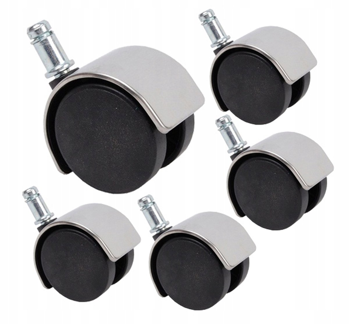 5x Kunststof Wielen Chrom 11mm voor Stoel - Merkloos