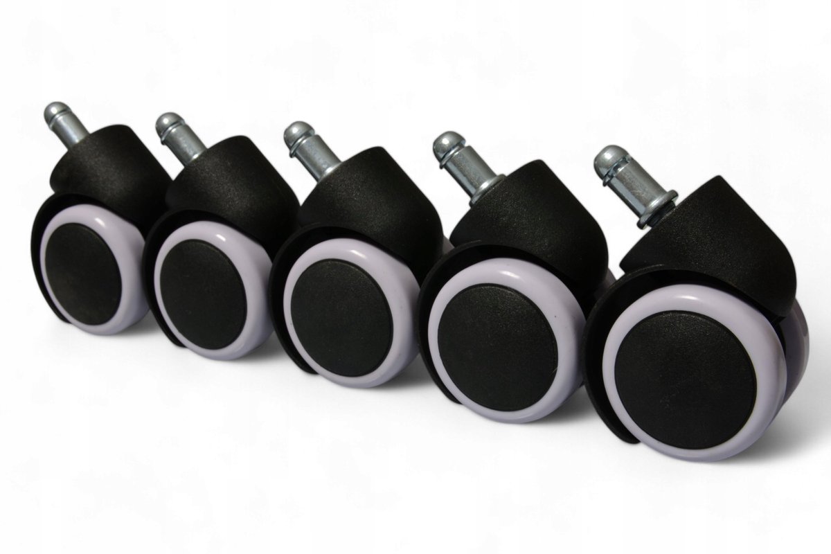 5x Zwenkwielen met Rem voor Stoelen, 50mm PVC met Rubberen Band