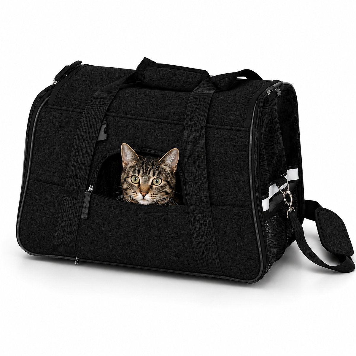 belviona Kattentransporttas, opvouwbaar, ventilerend & veilig tot 10 kg, zwart