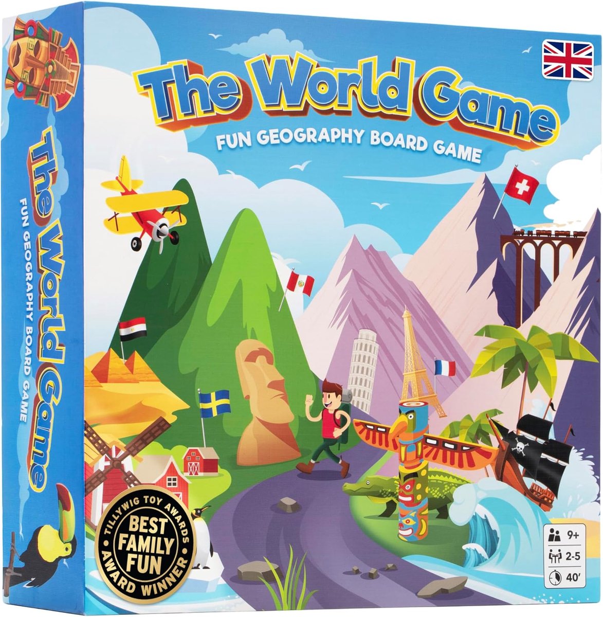 Geografie bordspel - educatief spel voor kinderen en volwassenen - leuk cadeau voor tieners - 2-5 spelers