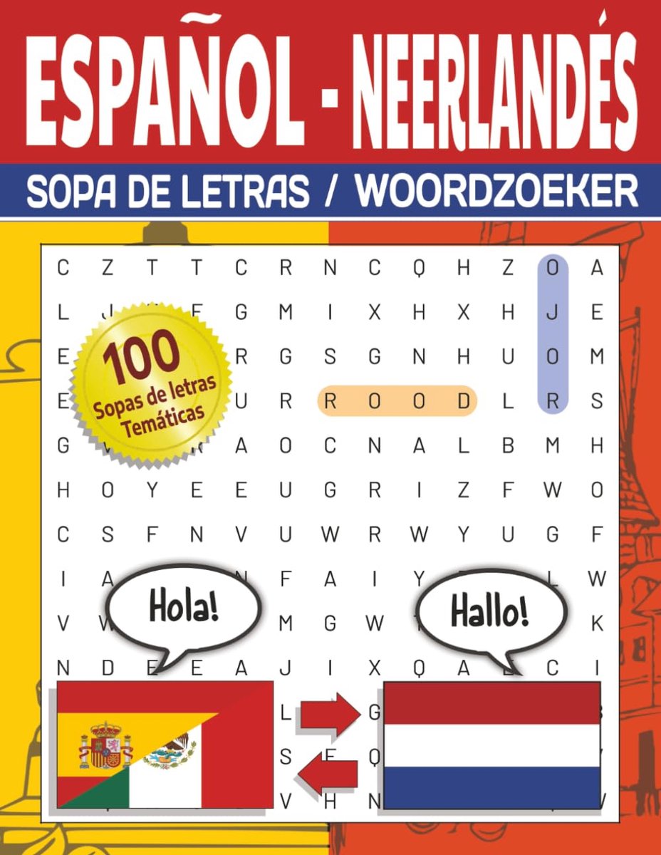 Sopas de letras Bilingües 100 pagina's - Spaanse en Nederlandse taal - Leer vocabulaire op een leuke manier - ShopVlot