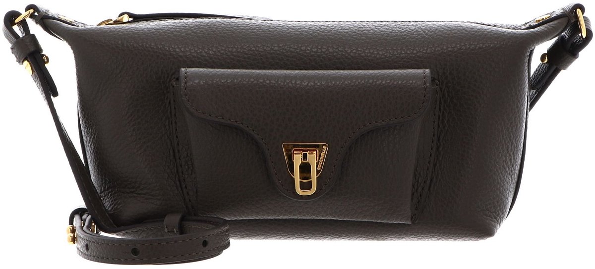 COCCINELLE Leren schoudertas Beat Generatio Mini Bag Grained Leather Fango donkergroen