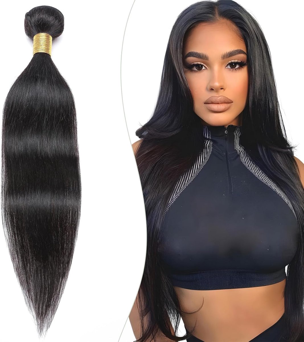 Elailite Real Hair Bundles, Black Bundle, Sew In Hair Extensions, Brazilian Human Hair, 100 g, #1B, Natural Black - ShopVlot